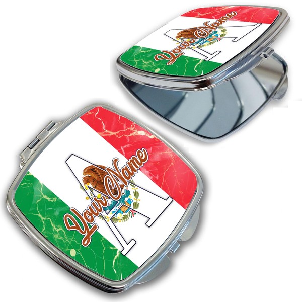 Bleu Reign Compact Personalized Pocket Mirror Custom Name Mexico Flag