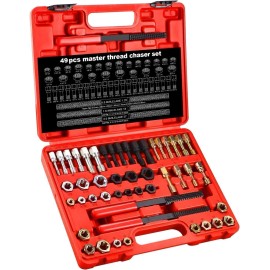 8milelake 49Pcs Thread Chaser Set UNF UNC Metric and SAE Thread Repair Restorer Kit w Case