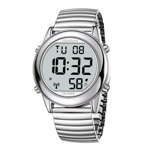 Hearkent Atomic Digital Talking Watch for Elderly Receives US Signals Automatic Time and Date Correction Big Numbers Easy to See Loud and Clear Male English Speaking