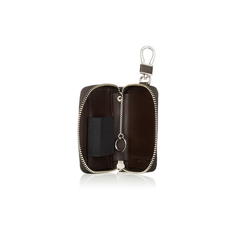 PRISM Premium Domestic Cow Leather Prismatic Embossed Round Zipper Keychain,