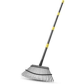 65 Inch Rake for Leaves, Rakes for Lawns Heavy Duty Hoe Lawns Leaf Lawn Leveling Rake Yard Tools for Picking up Leaves, Grass Clippings, Garbage with 25 Metal Tines Ergonomics Adjustable Handle