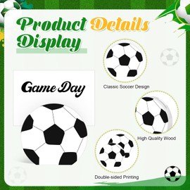 Marspark 20 Pcs Soccer Sports Ball Shaped Base Memo Clip Table Number Card Wooden Place Card Holder Name Note Stand Clip Photo Display Tabletop Picture Holder for Wedding Birthday Party(Black)