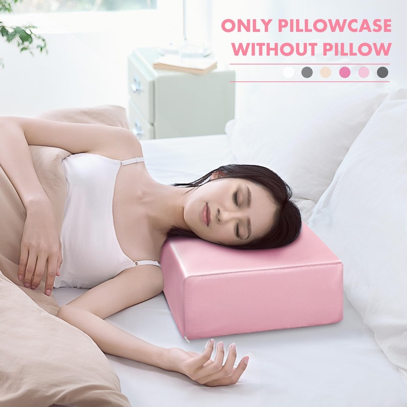 P Pothuiny Pink Cube Pillowcase Cover, Square Satin With Hidden