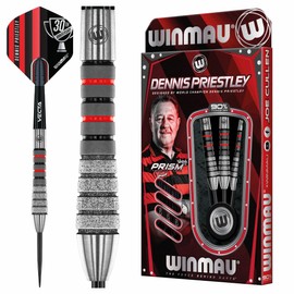 WINMAU Dennis Priestley Diamond 3-Zero 24 Gram Professional Steeltip Tungsten Darts Set with Flights and Shafts (stems)