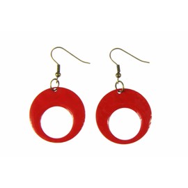 Miniblings Enamel Creole Earrings Pendants Enamelled Discs Circle Red Hoop Earrings – Handmade Fashion Jewellery I Earrings Silver-Plated, enamel, No Gemstone