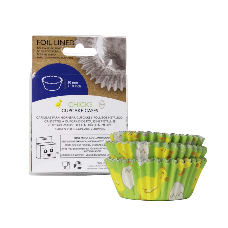 PME Easter Chicks Standard Baking Cups-Foil Lined, PK/30, Multicolor