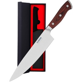 SLEMOON Chef Knife - Premium Stainless Steel, 8-Inch Chef's Knife with Sharpened Edge, Ergonomic Pakkawood Handle, Perfect for Precise Cutting, Slicing, Dicing - Kitchen Gadgets with Premium Gift Box