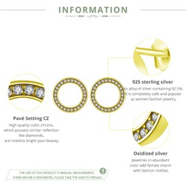 Kamise Stud Earrings 925 Sterling Silver Circle / Wings / Star Stud Earrings for Women, Small Hypoallergenic Earrings with Cubic Zirconia, Sleeping Piercing Ear Plug, Women's Jewellery with Gift Box