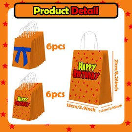 MeriHap 12pcs Anime Themed Party Decoration Bags Red Star with Yellow Background Gift Paper Bags Cartoon Candy Wraps for Birthday party