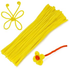 100 piezas Limpiapipas Chenille Limpia Pipas Acabado Mate (Amarillo)