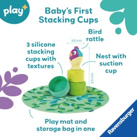Ravensburger Play+ 3 in 1 Bird's Nest Stacking Cups - Baby Toys for 6 Months Up - Sensory Gifts for Toddlers