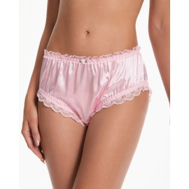 Satini Women's Satin Frilly Lace Sissy French Knickers Briefs Panties (Baby Pink, L)