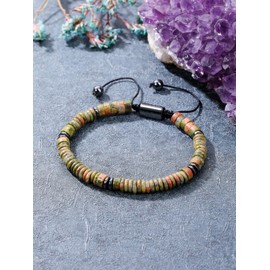 Jovivi Mens Crystal Bead Bracelet Gifts for Men,Unakite Anxiety Protection Healing Spiritual Bracelet Men's Valentines Anniversary Jewellery Gifts for Him Boyfriend Husband Birthday Father's Day