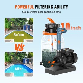 10-Inch Sand Filter Pump System for Above Ground Pools - 1585 GPH, 0.33 HP w/ 5-Way Multiport Valve & Pressure Gauge | Heavy-Duty Filtration for Residential & Commercial Swimming Pools