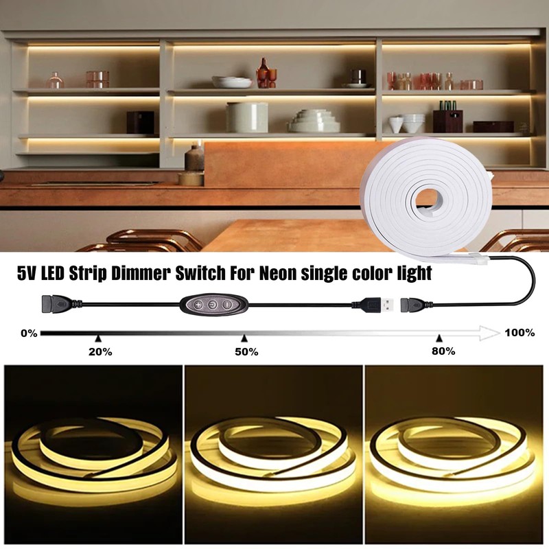 GXILEE 5V USB LED Dimmer Switch, 10-Speed Dimming, Female to
