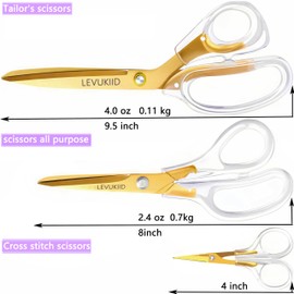 9 Inch All Purpose Scissors for Adults - Ins Style Clear Handle, 2Cr13 Stainless Steel Sharp Blade - Ideal for Fabric Crafts, Tailor's Shears - All-Purpose Fabric Scissors, Crafting & Office