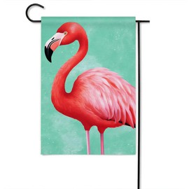 Gkyygk Pink Flamingo Light Green Welcome Garden Flag 12x18 Inch Banners Vertical Double Sided Small Yard Flag Burlap Farmhouse Outdoor Lawn Patio Decor
