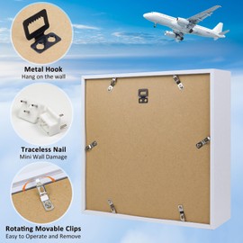 ZEEYUAN Adventure Archive Box 12x12inch Gifts for Dad Father Gift from Wife/Daughter/Son Travel Shadow Box for Memories Shadow Box with Slot, Commemorative Box for Display Travel Tickets, White