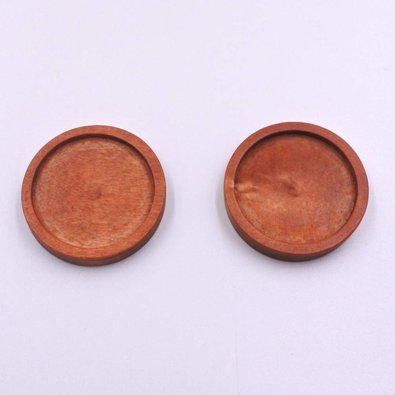 EXCEART Cabochon Pedestal, Wooden Brooch Pin, Meal Plate, Round Plate,