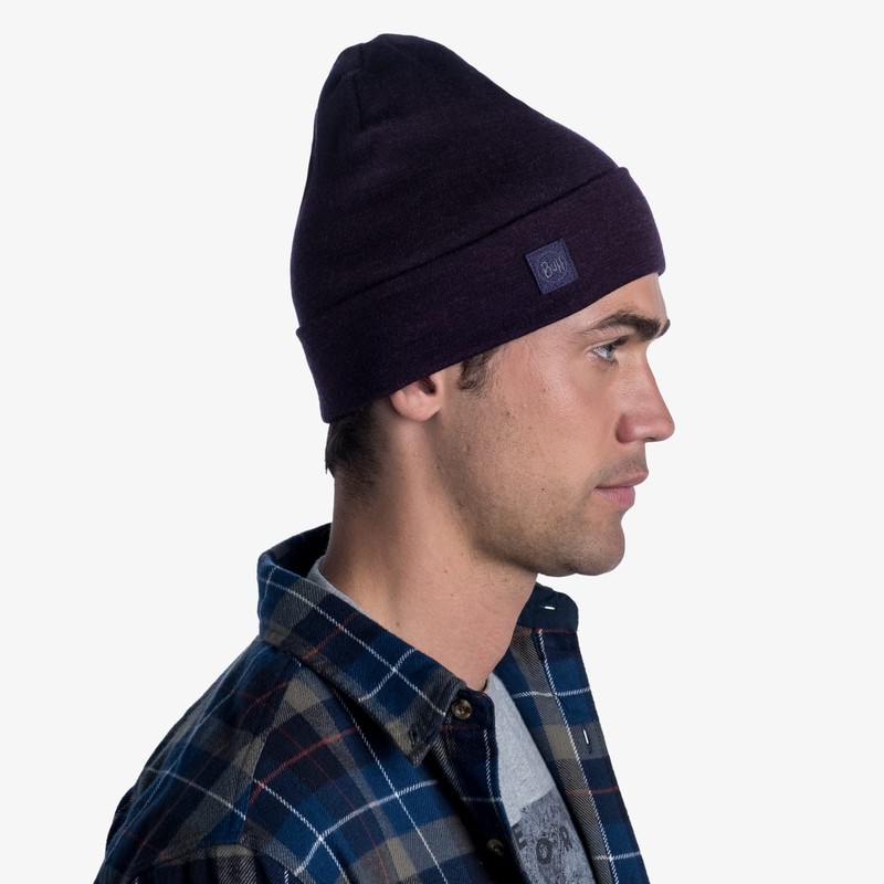 Buff Unisex Solid Heavyweight Slouchy Merino Wool Hat, Solid Denim,