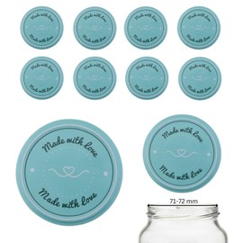 mikken Twist-Off Replacement Lids for Jam Jars 82/8.5 cm Pack of 10 Turquoise Made with Love
