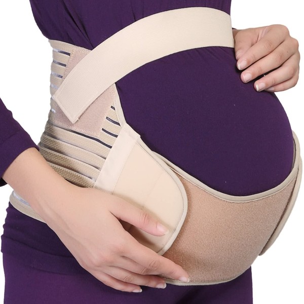 NeoTech Care Pregnancy Support Maternity Belt, Waist/Back/Abdomen Band, Belly Brace, Beige, Size M