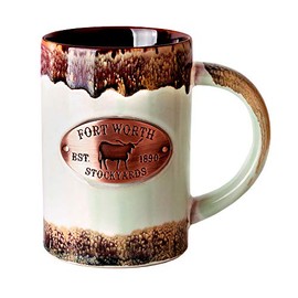 Americaware 15 oz Reactive Glaze Fort Worth Copper Medallion Mug