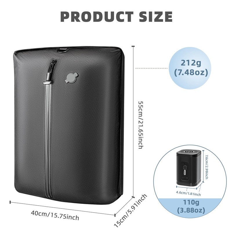 Luvan Travel Vacuum Bags for Luggage with Wireless Pump, Reusable