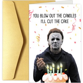 Chenive Funny Michael Myers Birthday Card, Scary Birthday Card for Him Her, Creepy Killer Bday Greeting Card
