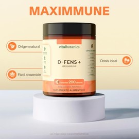 VITAL BOTANICS - Suplemento Alimenticio - Max Immun D-Fens - Vitamina C, Vitamina D3, Zinc, Equinácea, Ajo, Jengibre y Cúrcuma - 200 Cápsulas de 500 m