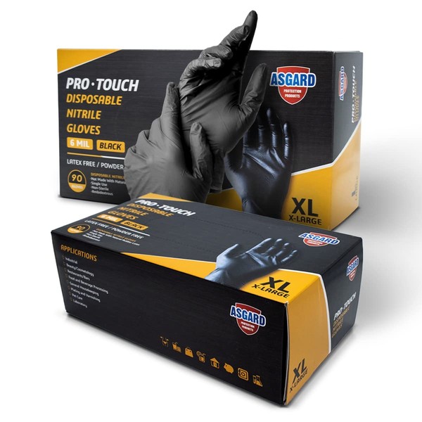 Black Nitrile Gloves, 6 MIL, Premium Quality Disposable Gloves, Textured