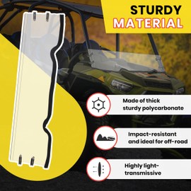 HECASA Clear Half Windshield for Polaris RZR 900/1000/XP 1000/ Turbo/ S 4 1000 - 1/4" Front Windscreen