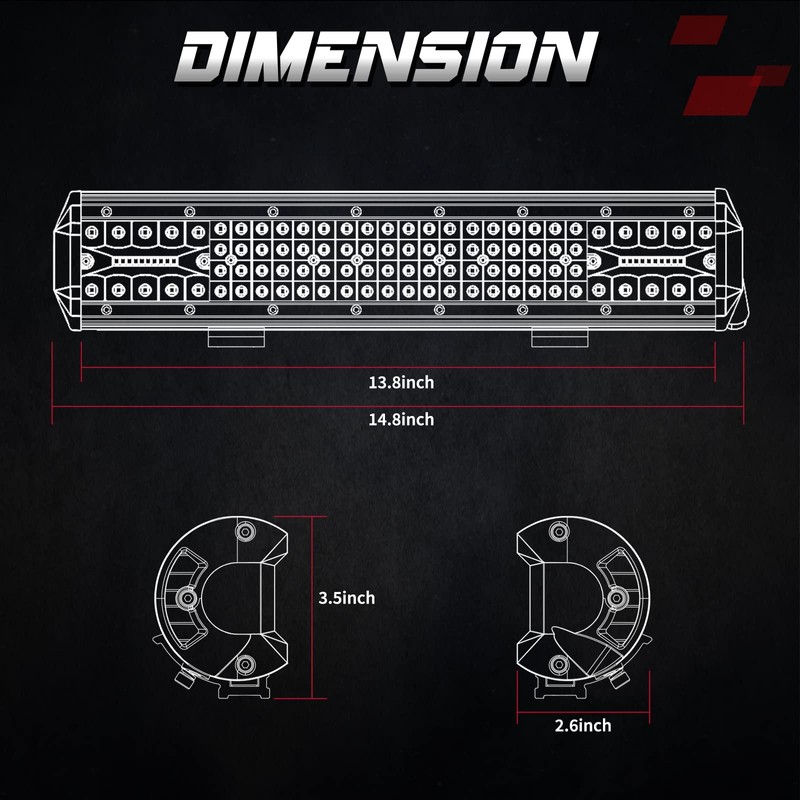 Amber LED Light Bar, OFFROADTOWN 15'' 224W Quad Row Spot