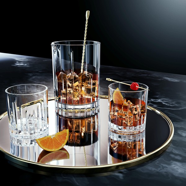 LEMONSODA Crystal Old Fashiond Spinning Glasses 7 Piece Set –