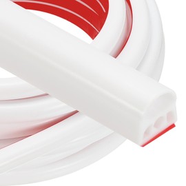 PATIKIL Silicone Weather Stripping Door Seal, 49 Ft x 9/16" x 15/32" Multi-Layer Weather Stripping Self Adhesive Door Seal Strip for 1/3" to 15/32" Large Gap, Door Frame, Window, White/Red