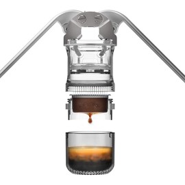 LEVERPRESSO HUGH Lever Portable Espresso Machine with 9 ATM Pressure Double Espresso Shot with Ridgeless Porta Filter Basket, Manual Operated, Great for Hiking and Camping (White)