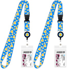 Gangwaze Cruise Ducks - Cordones de crucero (2 unidades), impermeables, para tarjetas de identificación, patrón de pato de crucero (azul y azul)