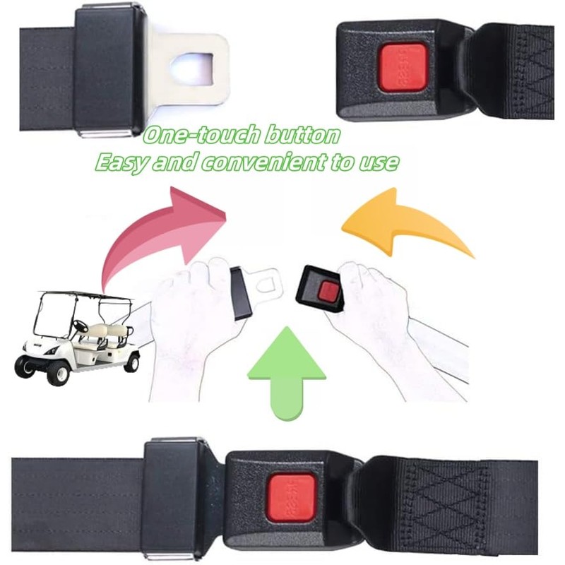 2 Pack Golf Cart Seat Belt Pads Set, 2-Point Universal