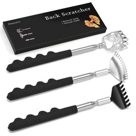 3 Pack Different Back Scratcher Gift Set,Portable Extendable Stainless Steel Telescoping Massage Tool,Stocking Stuffers for Men Women