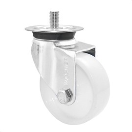 Wagner 03208101 Swivel Castor Diameter 75 mm, Height 100 mm, Galvanised Steel, White, Plate with Thread M10 x 17, Load Capacity 60 kg