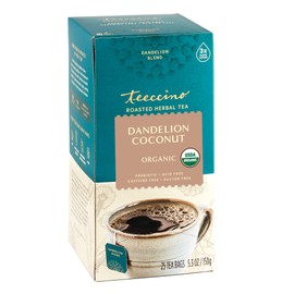 Teeccino Dandelion Tea – Coconut – Rich & Roasted Herbal Tea That’s Caffeine Free & Prebiotic with Detoxifying Dandelion Root, 25 Tea Bags
