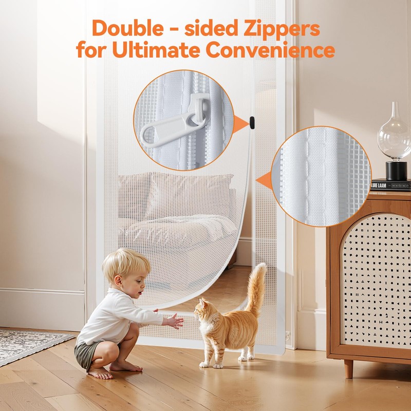 BFNN Cat Screen Door, Extra Tall Cat-Proof Mesh Gate, Fit