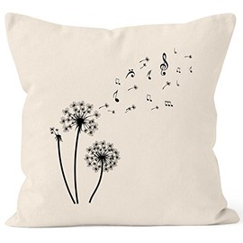 Autiga Cushion Cover Dandelion Musical Notes Music Dandelion Cushion Cover Decorative Cushion Cotton Square Natural One Size