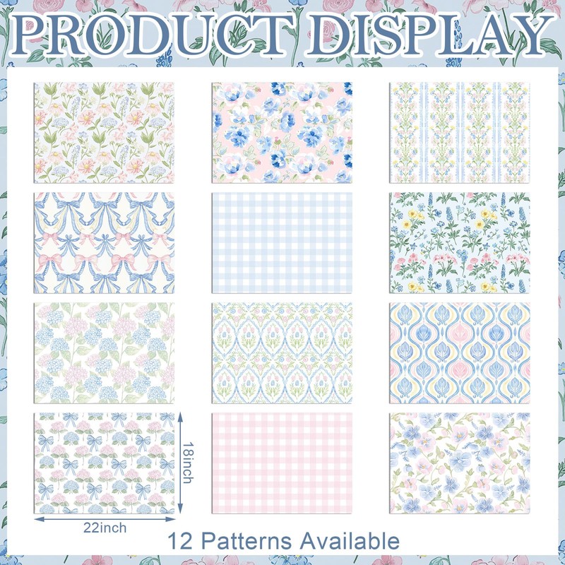 Mindsoft 12 Pcs Coquette Floral Fabric Bundles 18 x 22
