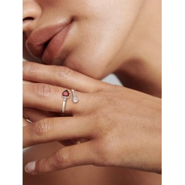Silver Rings for Women Birthstone Ring Heart Ring Sterling Silver Adjustable Ring Thumb Ring Garnet Ring Ladies Rings