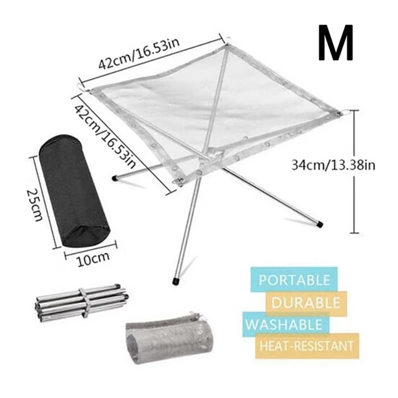 Snblzhef Portable Bonfire Campfire Fire Pit Collapsing Stainless Steel Mesh