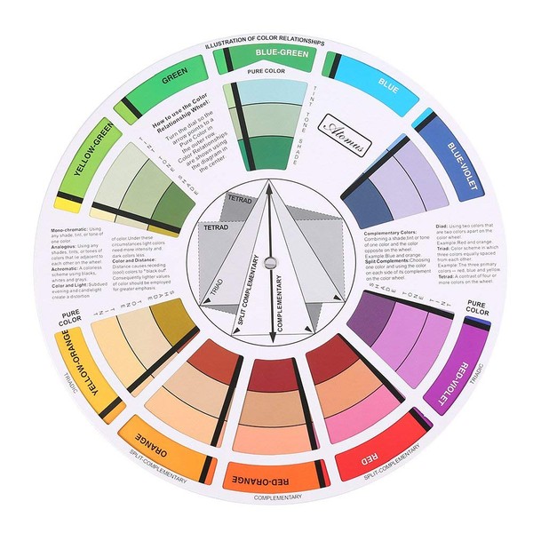 Ruota dei colori Guida di Colori per Pittura Apprendimento Strumento Didattico di Classe Ruote di Colori per Trucco Grafico di Scheda Miscelazione di Ccolore Guida