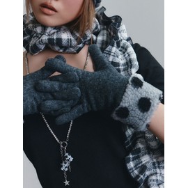 Aireve Polka Dot Woolen Gloves (Gray)