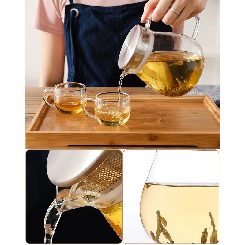 IwaiLoft Glass Teapot with Removable Stainless Steel Filter Lid Stovetop