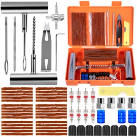 CYJJYZ 64 Pcs Reifenreparaturset,Reifen Reparaturset Auto,Tragbares Autoreifen Reparaturset,Reifen Reparatur Set,Reifen Flickset Auto,Autoreifen Flickzeug Pannenset für Auto,LKW,Traktor,Motorrad